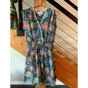 Vintage Green Floral Mini Sundress, size 8